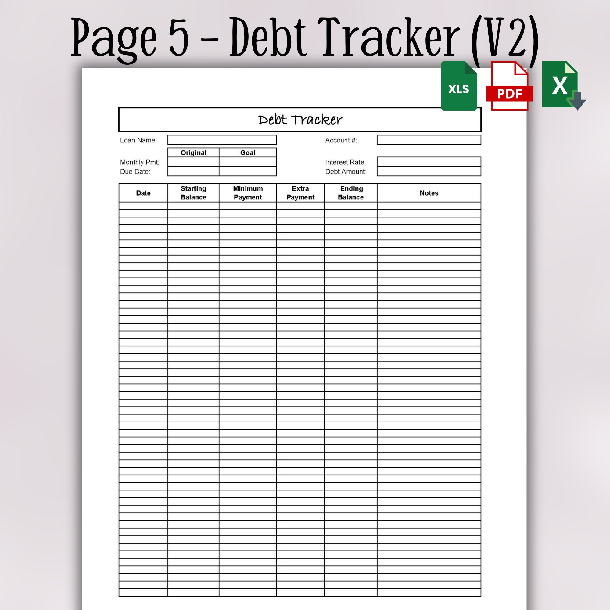 Debt Tracker Debt Repayment Excel Debt Snowball Debt Free Debt Tracker ...