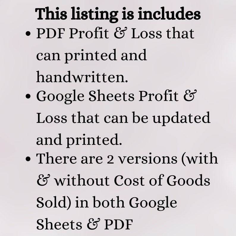 Printable Profit and Loss Form | Profit and Loss Statement Template | P ...