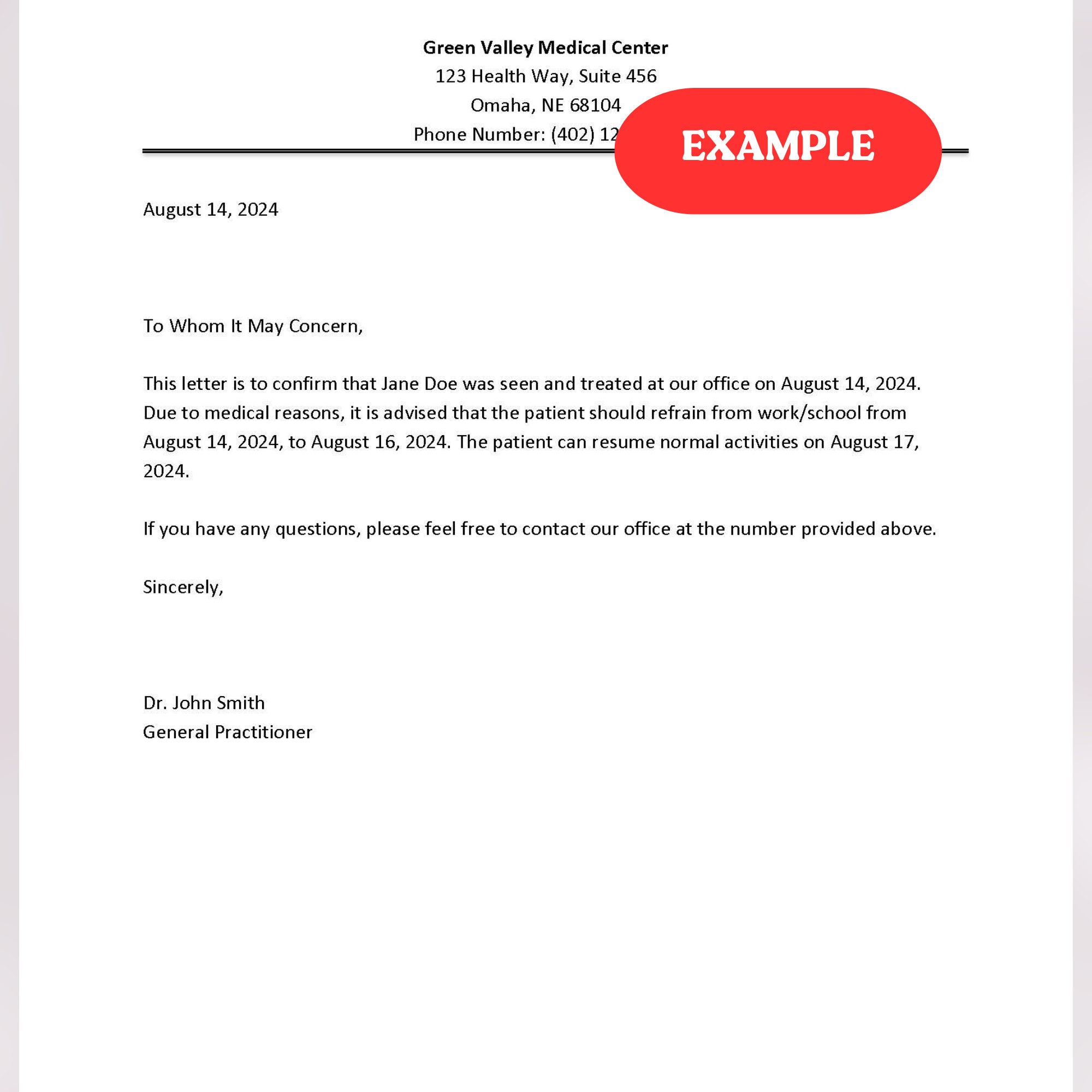 Editable Doctor Excuse Note Template | Printable Doctor's Note | Doctor ...