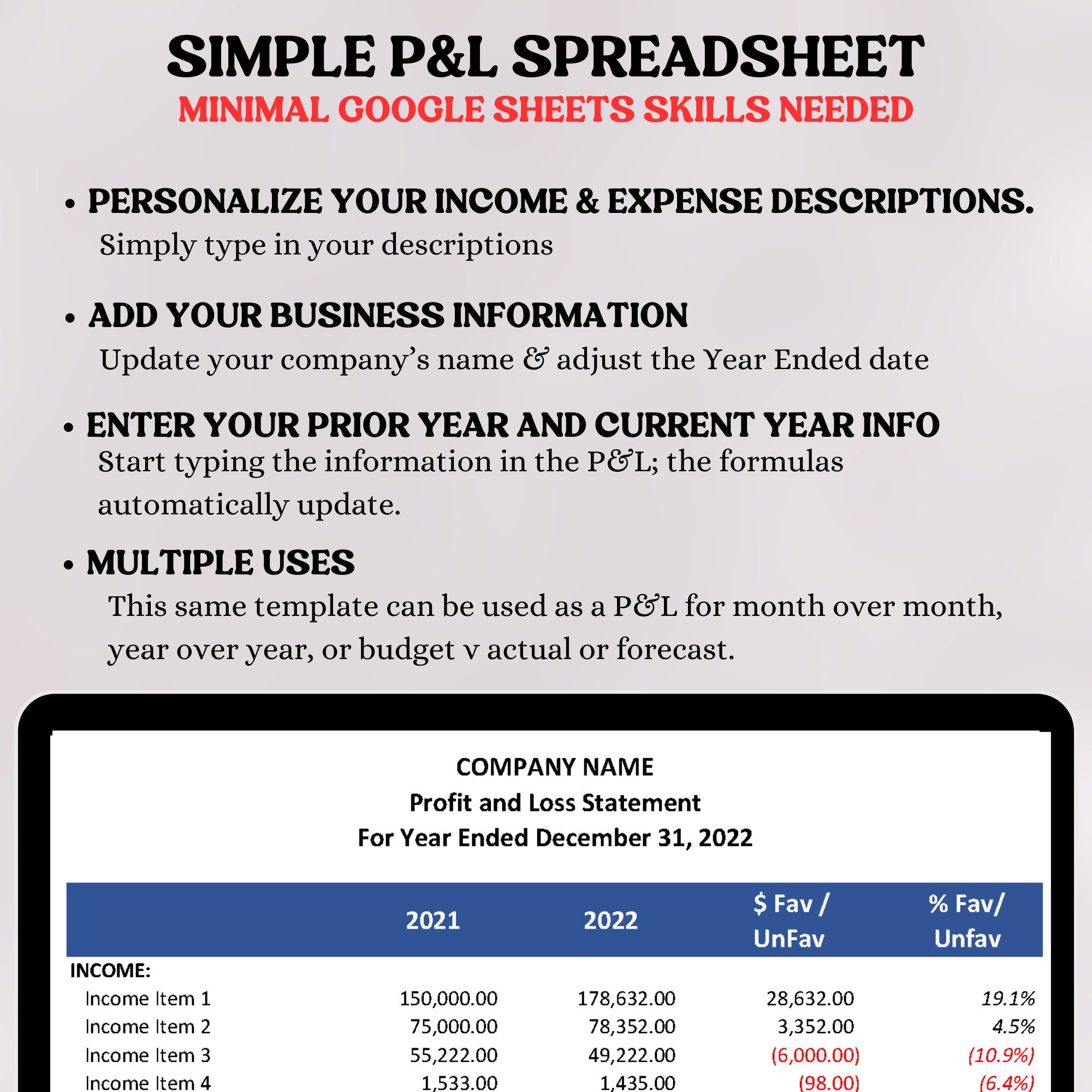 Profit and Loss Statement Template Google Sheets Template Profit and ...