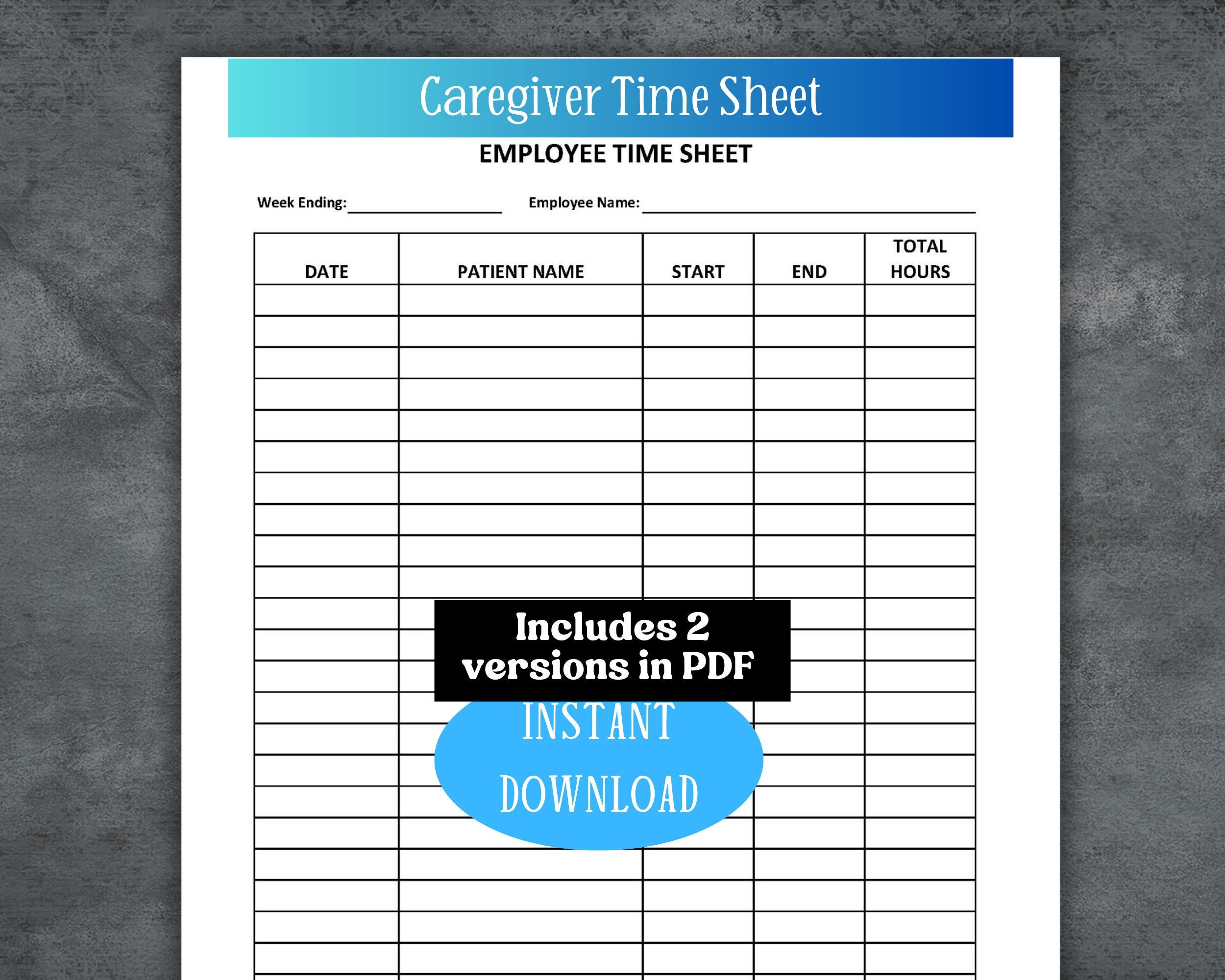 Caregiver Time Sheet Caregiver Timesheet Caregiver Log Caregiver Notes ...