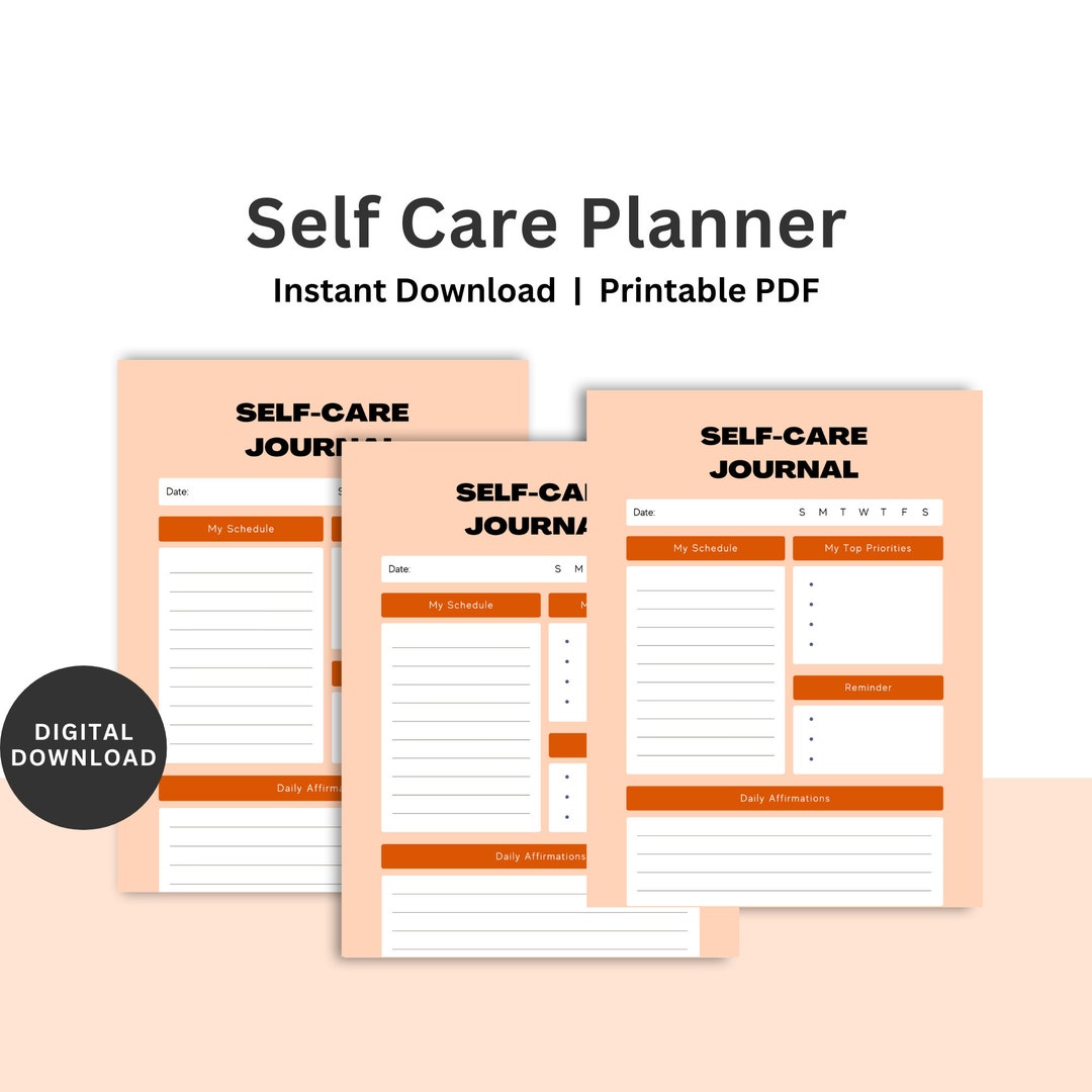 Self Care Planner, Self Care Checklist, Wellness Planner Printable PDF ...