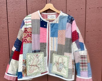 Upcycled Quilt Jacket/Cardigan: Antique Patchwork Quilt