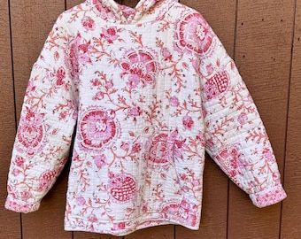 Felpa con cappuccio oversize riciclata, fatta a mano, unica nel suo genere, taglia grande