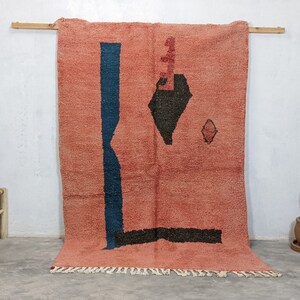 Off Orange Rug - Moroccan Orange Modern Abstract Rug - Berber Soft Wool Rug - Handwoven Berber Rug - Contemporary Moroccan Design .