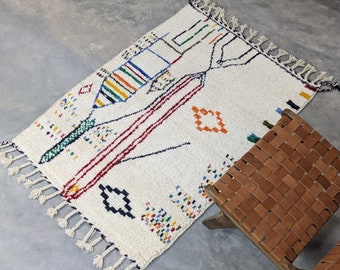 Multicolor rug Boucherouite  Rug, Moroccan Rug, Berber Rug, Diamond Pattern Rug, Wool Rug, Bedroom Rug, Industrial Style Rug, Quality Rug,