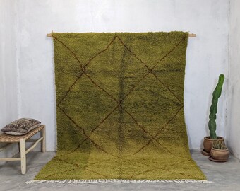 Fluffy Green Moss Rug, Authentic Moroccan Rug, Custom Beni Ourain rug, Botanical rug,Moss rug, Custom Rug, Authetinc Green Rug