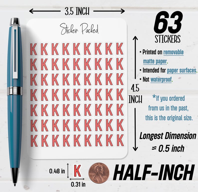 Letter K Planner Sticker Letter K Icon Sticker Letter K Sticker - Etsy