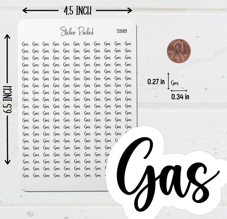 Gas Planner Sticker Gas Script Sticker Gas Word Sticker Gas Script ...