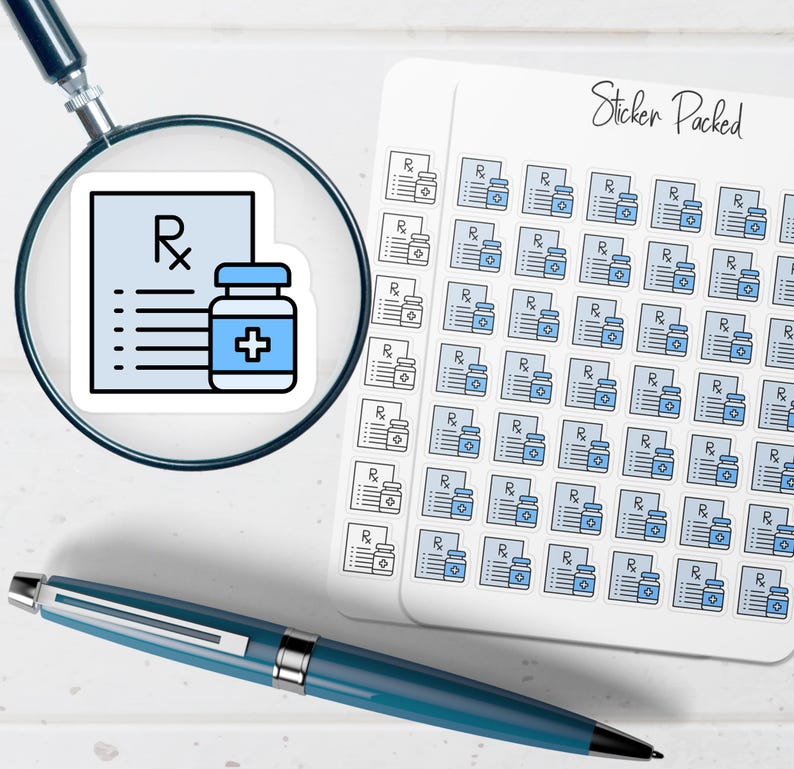 Pill Sticker Prescription Planner Sticker Prescription Icon Sticker Prescription ...