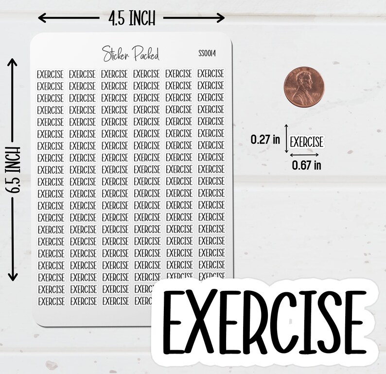 Exercise Planner Sticker Exercise Script Sticker Exercise Word Sticker ...