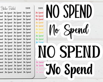 No Spend Planner Sticker No Spend Script Sticker No Spend Word Sticker No Spend Script Planner Sticker