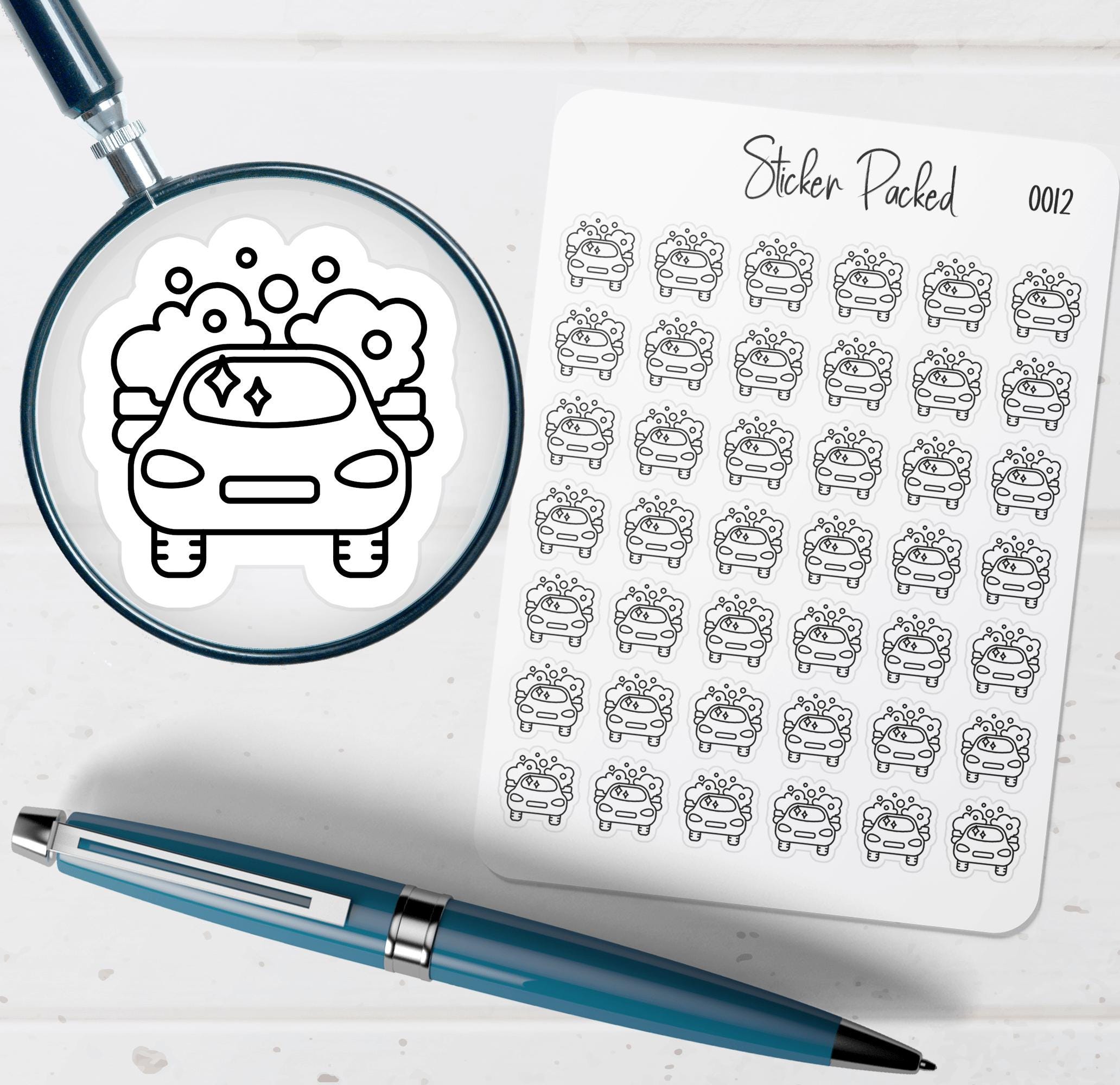 Car Wash Planner Stickers Clean Car Planner Stickers Transportation ...