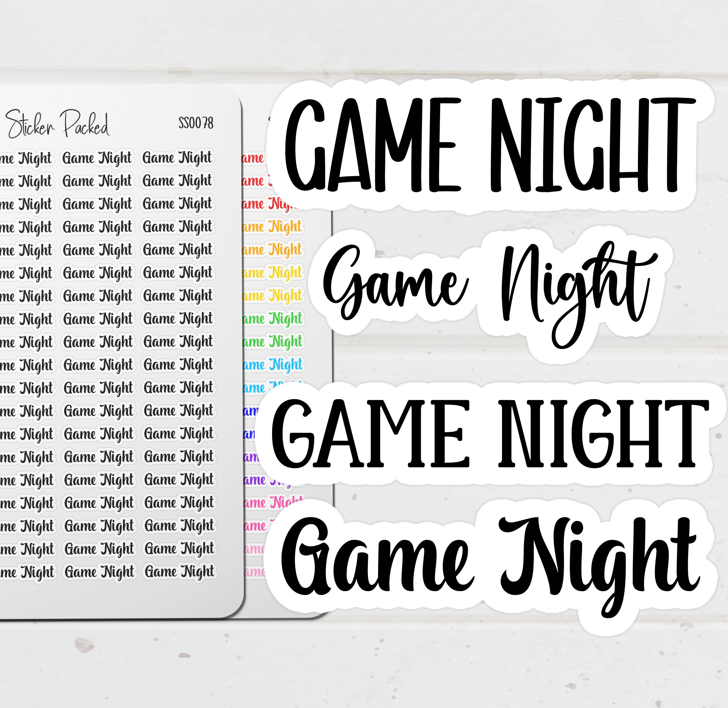 Game Night Script Game Night Planner Sticker Game Night Script Sticker Game Night Word ...
