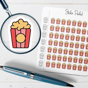Popcorn Planner Stickers Movie Popcorn Planner Stickers Movie Night Stickers for Planners  Food Planner Stickers