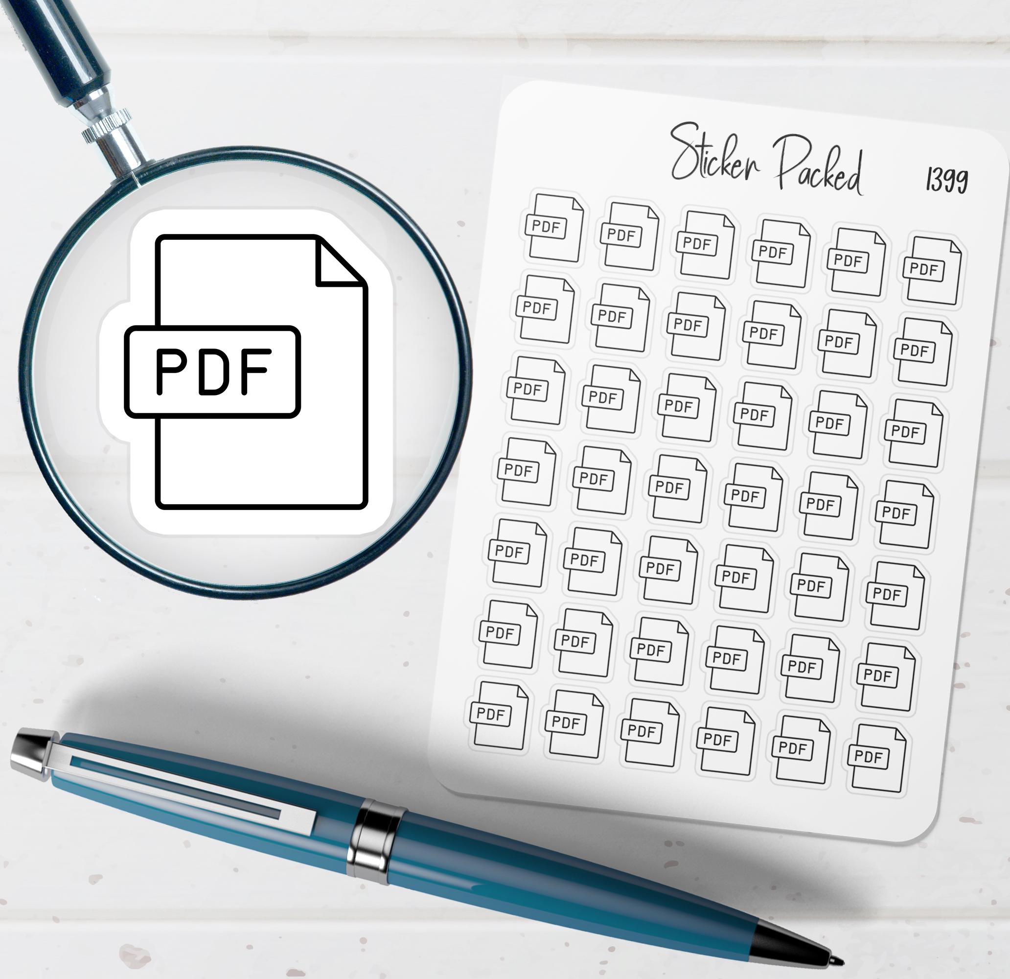 PDF Planner Sticker PDF Icon Sticker PDF Sticker - Etsy