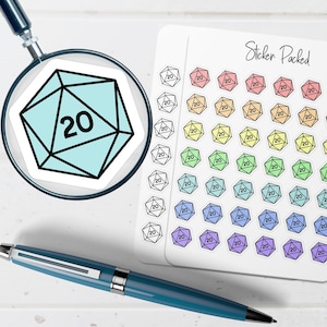 D20 Dice Planner Stickers Game Dice Planner Sticker Dungeons Dragons and Dice Stickers for Planners 20 Sided Dice Game Night Stickers