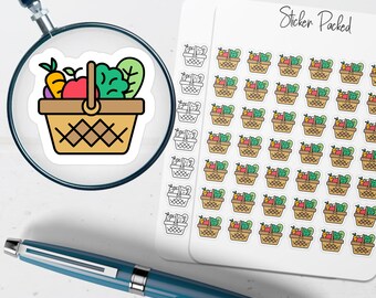 Grocery Basket Planner Sticker Grocery Basket Icon Sticker Grocery Basket Sticker