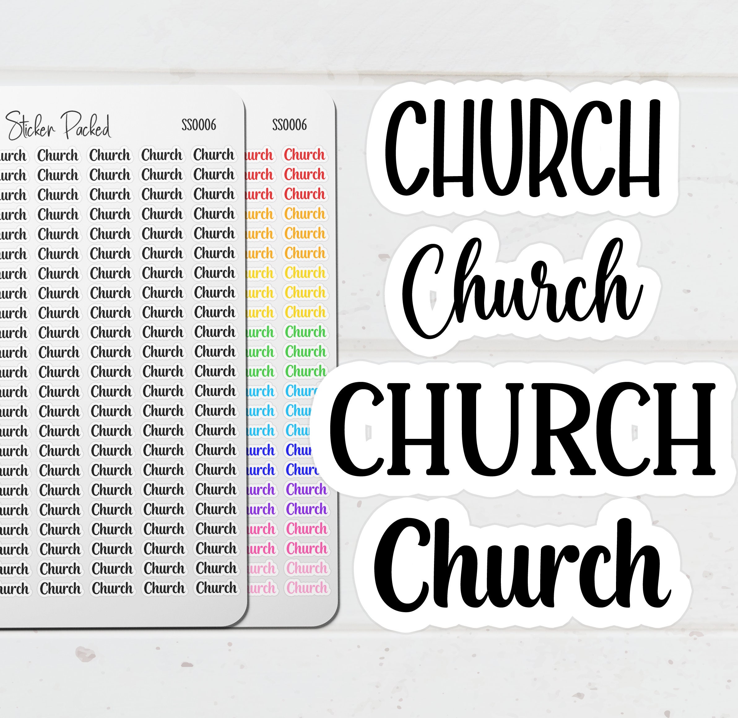 Church Planner Sticker Church Script Sticker Church Word Sticker Church ...