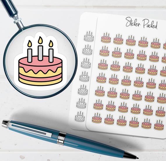 Birthday Cake Planner Stickers Birthday Stickers for Planners