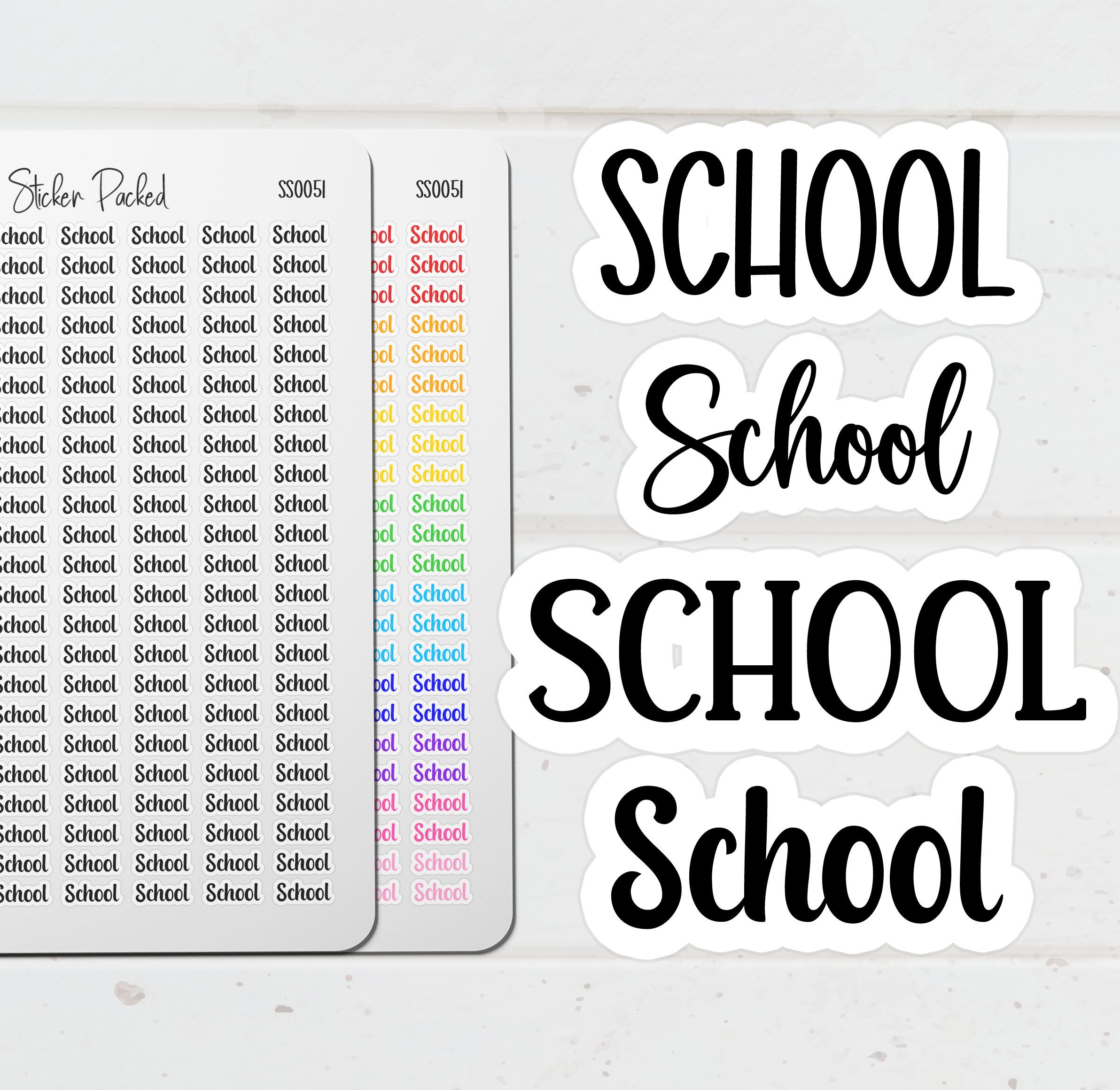 School Planner Sticker School Script Sticker School Word Sticker School ...