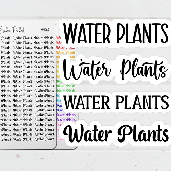 Water Plants Planner Sticker Water Plants Script Sticker Water Plants Word Sticker Water Plants Script Planner Sticker