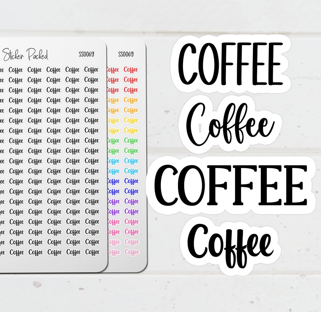 Coffeescript Stickers Coffee Planner Sticker Coffee Script Sticker Coffee Word Sticker Coffee ...