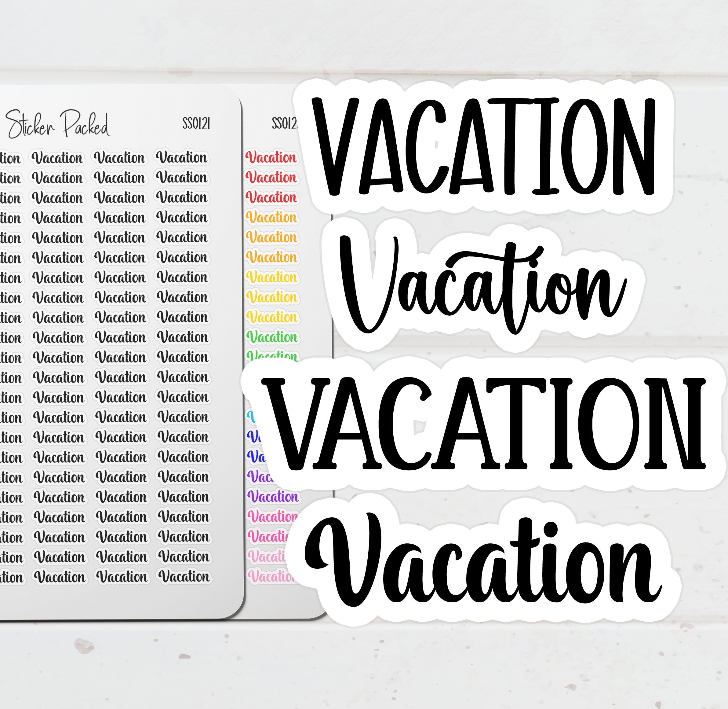 Vacation Planner Sticker Vacation Script Sticker Vacation Word Sticker Vacation Script Planner Sticker