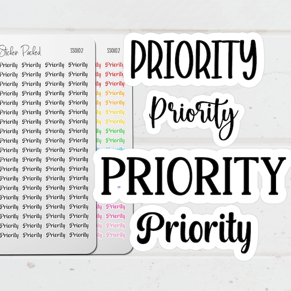 Priority Planner Sticker Priority Script Sticker Priority Word Sticker Priority Script Planner Sticker