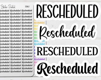 Rescheduled Planner Sticker Rescheduled Script Sticker Rescheduled Word Sticker Rescheduled Script Planner Sticker