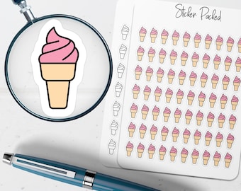 Ice Cream Cone Planner Stickers Ice Cream Planner Stickers Dessert Stickers for Planners Food Stickers for Journals