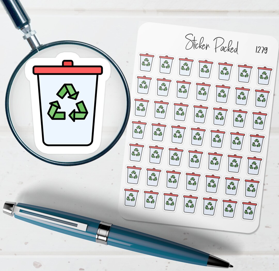 Recycling Bin Planner Sticker Recycling Bin Icon Sticker Recycling Bin