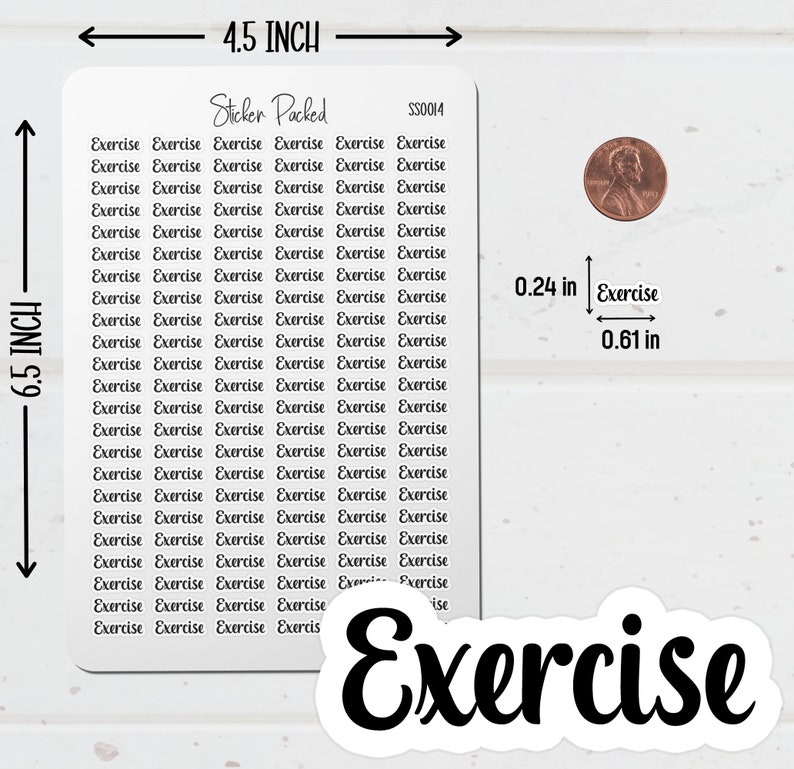 Exercise Planner Sticker Exercise Script Sticker Exercise Word Sticker ...