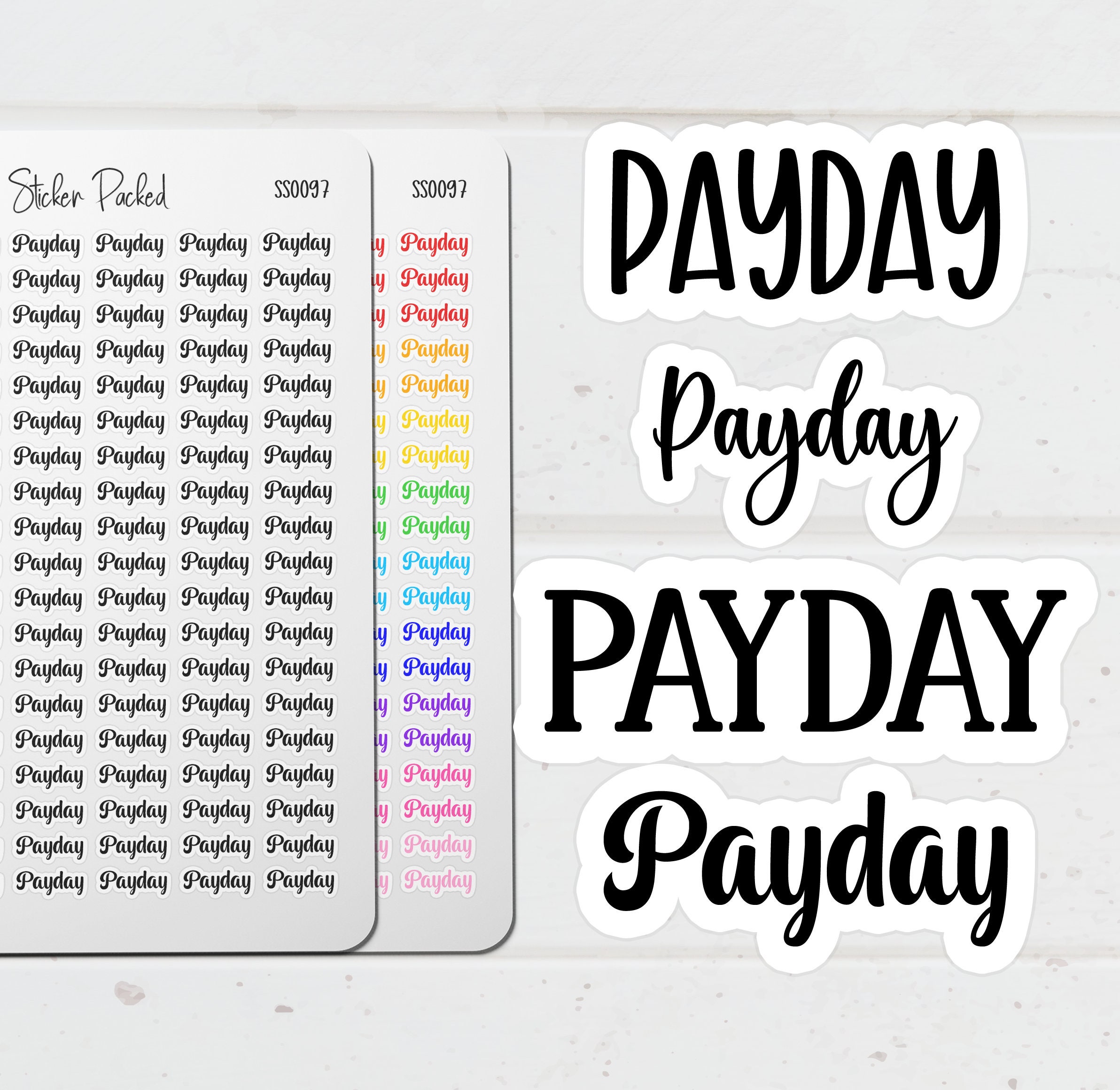 Payday Lettering Design Payday Planner Sticker Payday Script Sticker Payday Word Sticker Payday ...