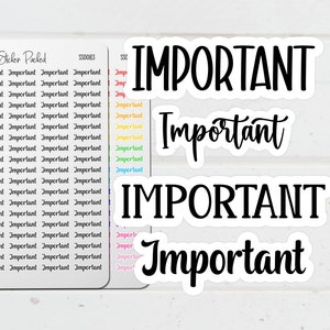 Important Planner Sticker Important Script Sticker Important Word Sticker Important Script Planner Sticker