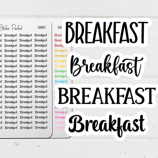 Breakfast Planner Sticker Breakfast Script Sticker Breakfast Word Sticker Breakfast Script Planner Sticker