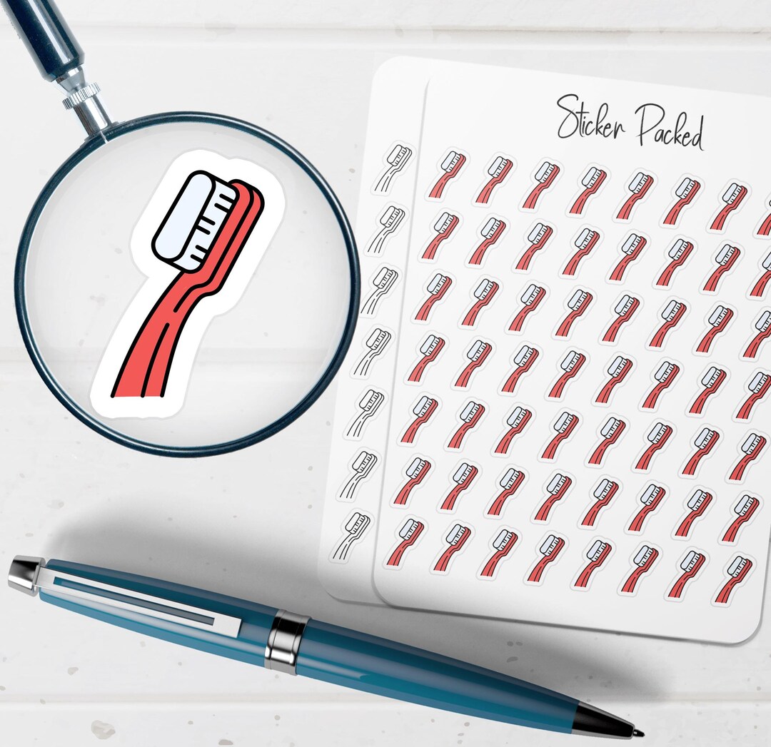 Toothbrush Printable Stickers Toothbrush Planner Sticker Toothbrush Icon Sticker Toothbrush Sticker ...