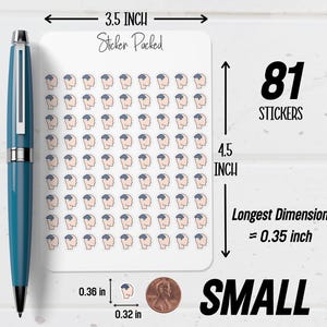 Peut inclure: Une feuille de 81 petits autocollants, chacun repr&eacute;sentant un profil de t&ecirc;te avec un cerveau. La feuille mesure 11,4 cm de haut et 8,9 cm de large. La plus grande dimension de chaque autocollant est de 0,9 cm. Le texte "Sticker Packed" est en haut.
