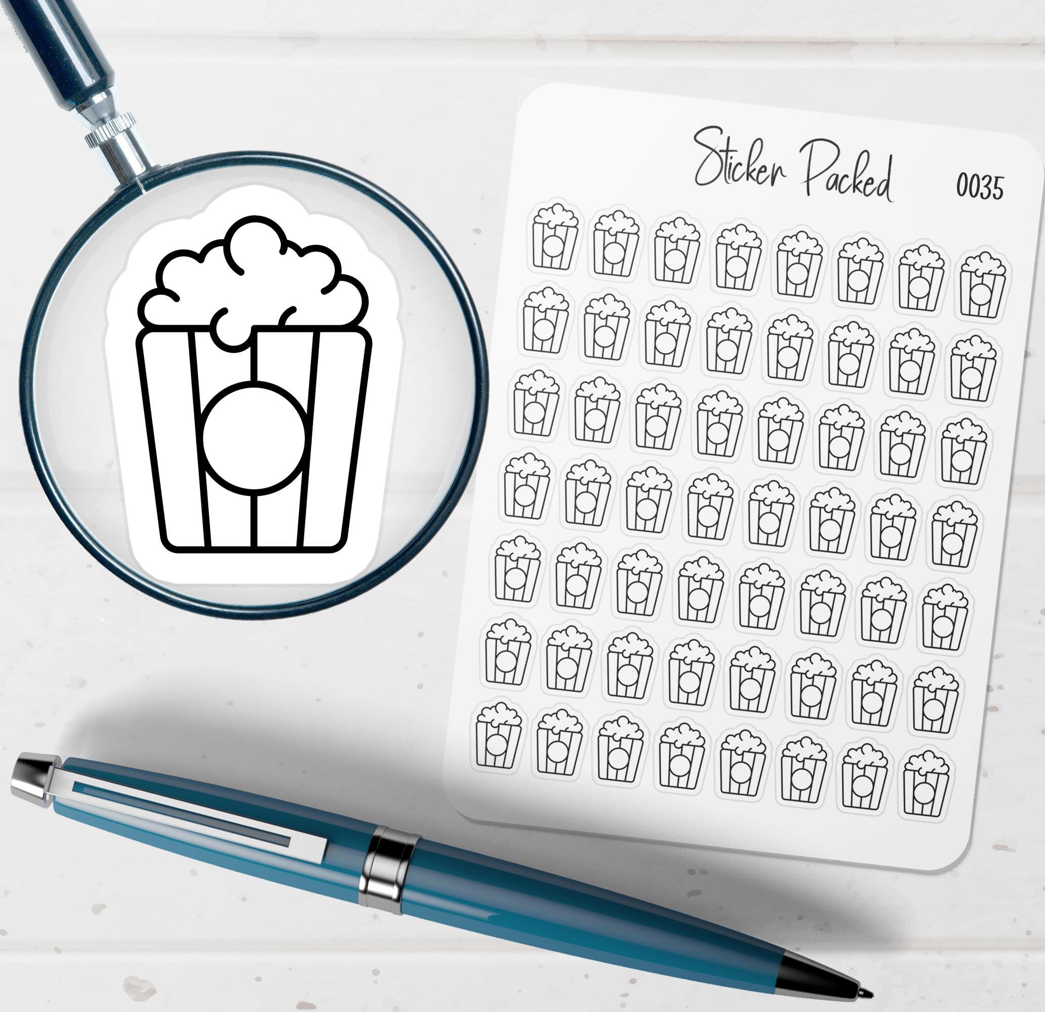 Popcorn Planner Stickers Movie Popcorn Planner Stickers Movie Night ...