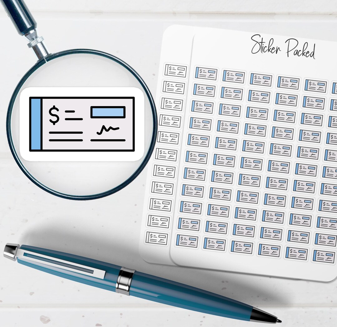 Cheque Planner Sticker Cheque Icon Sticker Cheque Sticker - Etsy