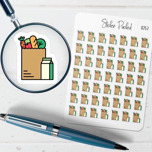 Grocery Bag Planner Sticker Grocery Bag Icon Sticker Grocery Bag Sticker Food Planner Sticker Grocery Shopping Sticker