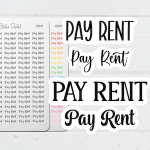 Pay Rent Planner Sticker Pay Rent Script Sticker Pay Rent Word Sticker Pay Rent Script Planner Sticker