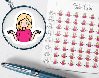 Pegatina para agenda de Shrug Girl Pegatina con icono de Shrug Girl Pegatina de Shrug Girl