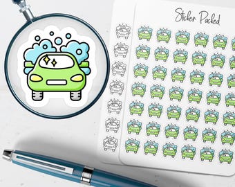 Car Wash Planner Stickers Clean Car Planner Stickers Transportation Stickers for Planners Carwash Planner Stickers For Journals
