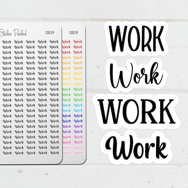 Work Planner Sticker Work Script Sticker Work Word Sticker Work Script Planner Sticker