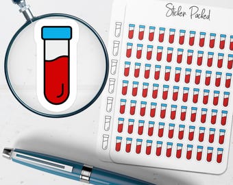 Blood Vial Planner Sticker, Blood Test Tube Planner Sticker, Blood Test Tube Sticker