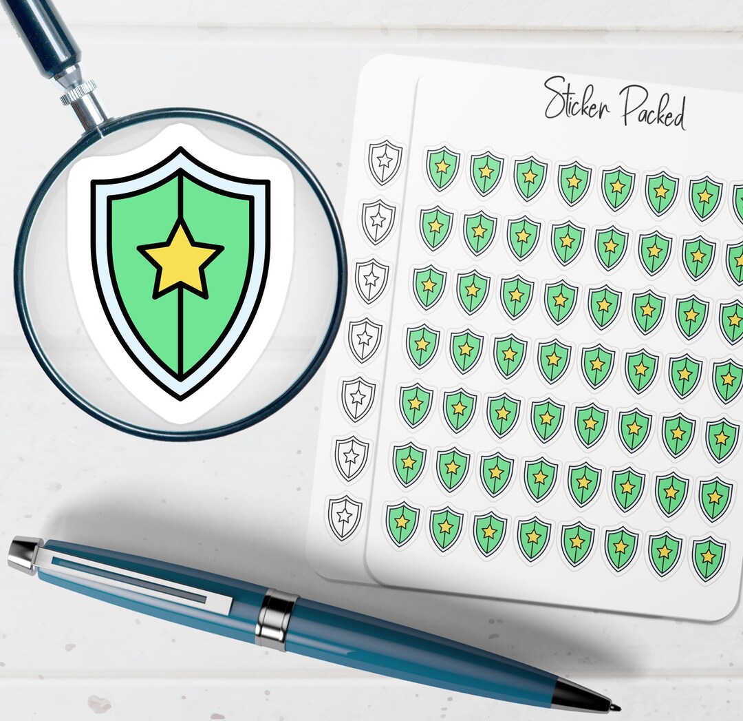 Shield Shape Stickers Shield Planner Sticker Shield Icon Sticker Shield Sticker - Etsy