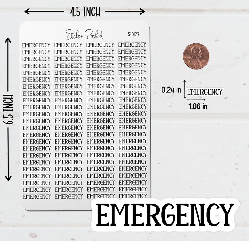 Emergency Planner Sticker Emergency Script Sticker Emergency Word ...