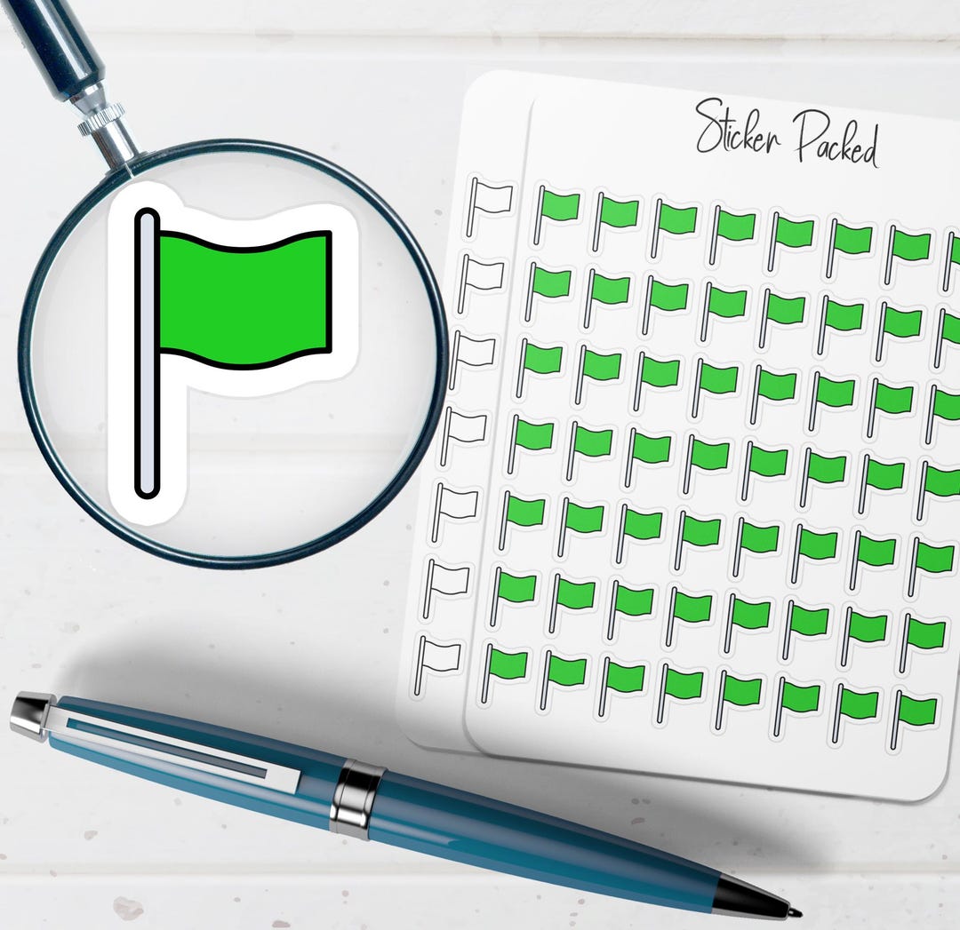 Green Flag Planner Sticker Green Flag Icon Sticker Green Flag Sticker ...