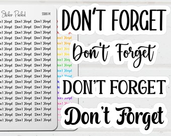 Don't Forget Planner Sticker Don't Forget Script Sticker Don't Forget Word Sticker Don't Forget Script Planner Sticker